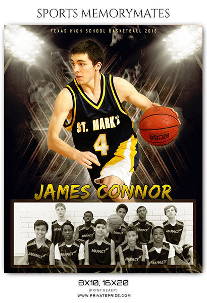James Connor - Basketball Sports Memory Mates Photography Template - Photography Photoshop Template