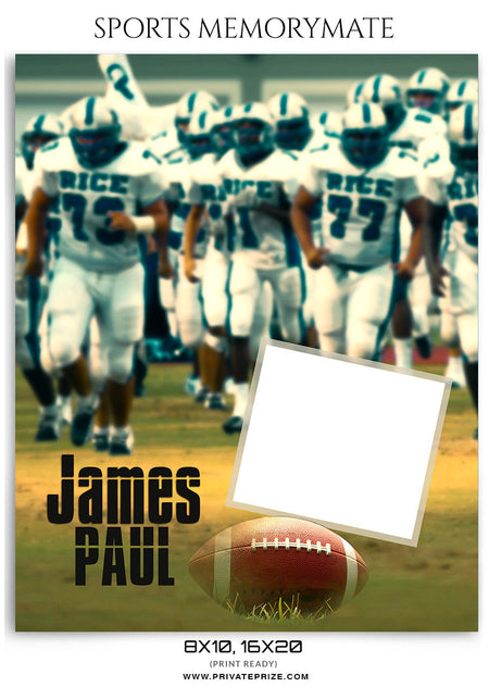 James Paul Football- Sports Memory Mate Photoshop Template - Photography Photoshop Template