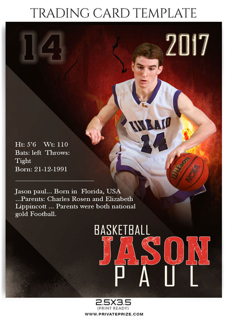 Jason Paul Sports Trading Card Template - Photography Photoshop Template