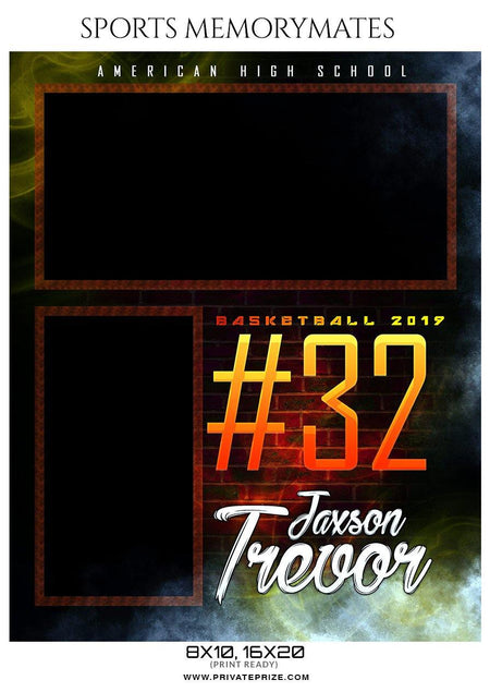Jaxson Trevor - Basketball Sports Memory Mates Photography Template - PrivatePrize - Photography Templates