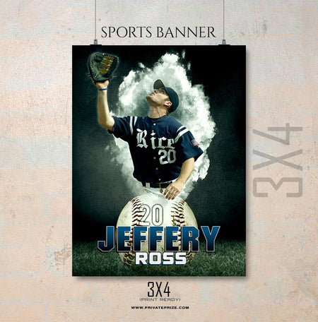 Jeffery Ross-Baseball- Enliven Effects Sports Banner Photoshop Template - Photography Photoshop Template