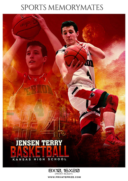 Jensen Terry - Basketball Sports Memory Mates Photography Template - Photography Photoshop Template