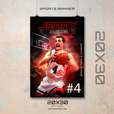 JERRY ALFRED BASKETBALL - ENLIVEN EFFECTS SPORTS BANNER TEMPLATE - Photography Photoshop Template