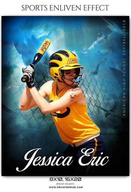 Jessica Eric - Softball Sports Enliven Effects Photography Template - PrivatePrize - Photography Templates
