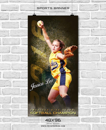 Jessica Leo - Softball Sports Banner Photoshop Template - PrivatePrize - Photography Templates