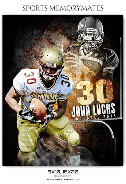 John Lucas - Football Sports Memory Mates Photography Template - Photography Photoshop Template