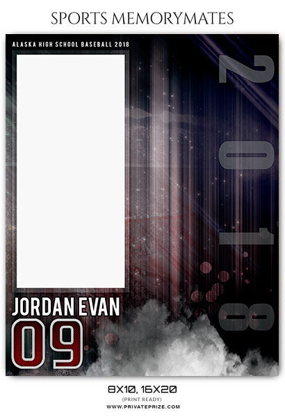 Jordan Evas - Baseball Memory Mate Photography Template - Photography Photoshop Template