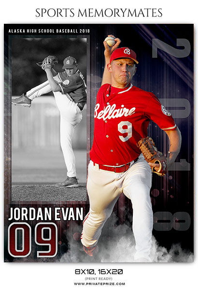 Jordan Evas - Baseball Memory Mate Photography Template - Photography Photoshop Template