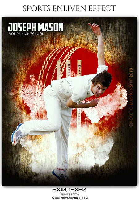 Joseph Mason - Cricket Sports Enliven Effects Photoshop Template - Photography Photoshop Template