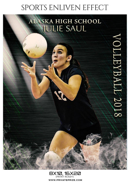 Julie Saul - Volleyball Sports Enliven Effects Photoshop Template - PrivatePrize - Photography Templates