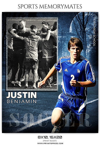 Justin Benjamin -Soccer Sports Memory Mates Photography Template - Photography Photoshop Template