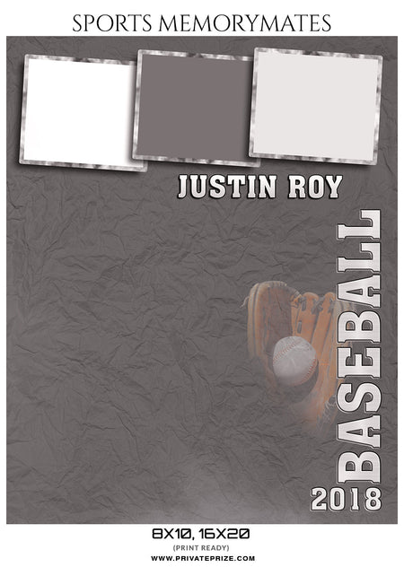 Justin Roy Baseball- Sports Memory Mate Photoshop Template - Photography Photoshop Template