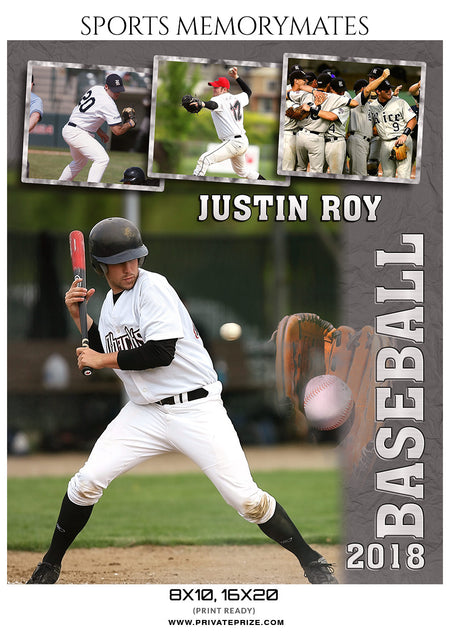 Justin Roy Baseball- Sports Memory Mate Photoshop Template - Photography Photoshop Template