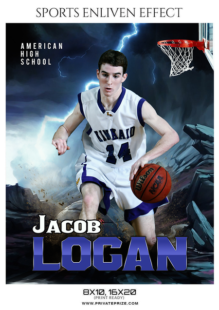 Jacob Logan Basketball Sports Photography Photoshop Template