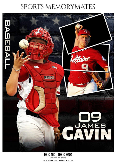 James Gavin - Baseball Memory Mate Photoshop Template - PrivatePrize - Photography Templates