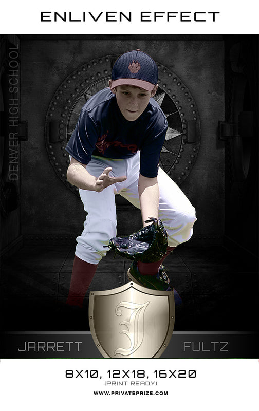 Jerrett Baseball Denver High School Sports Template -  Enliven Effects - Photography Photoshop Template