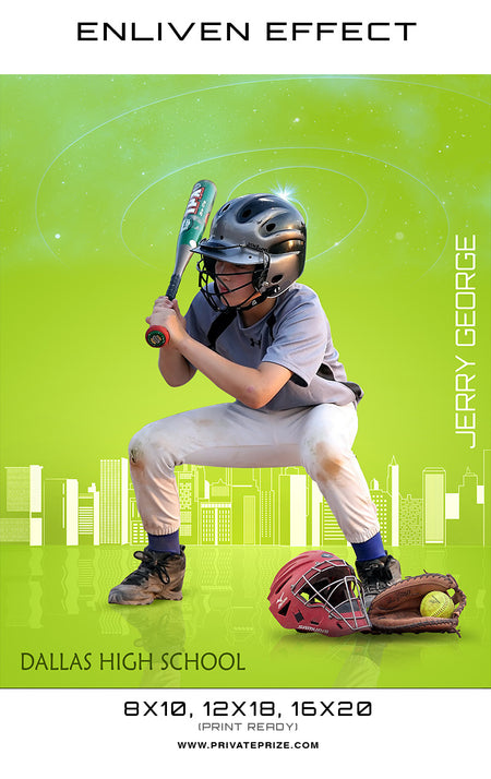 Jerry Dallas High School Baseball Sports Template -  Enliven Effects - Photography Photoshop Template