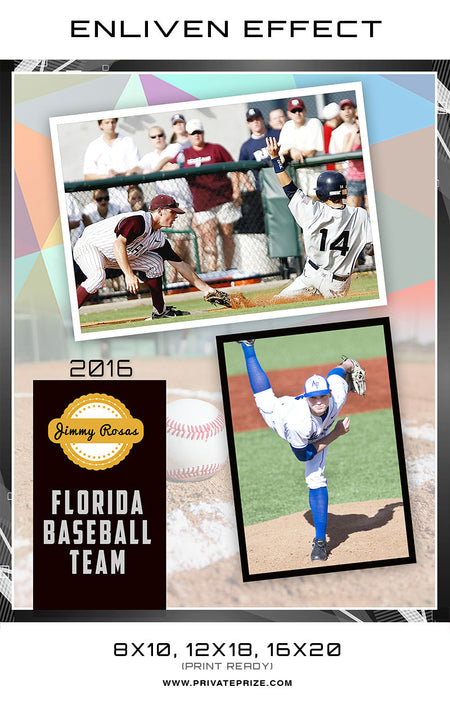 Jimmy Florida Baseball Team Sports Template -  Enliven Effects - Photography Photoshop Template