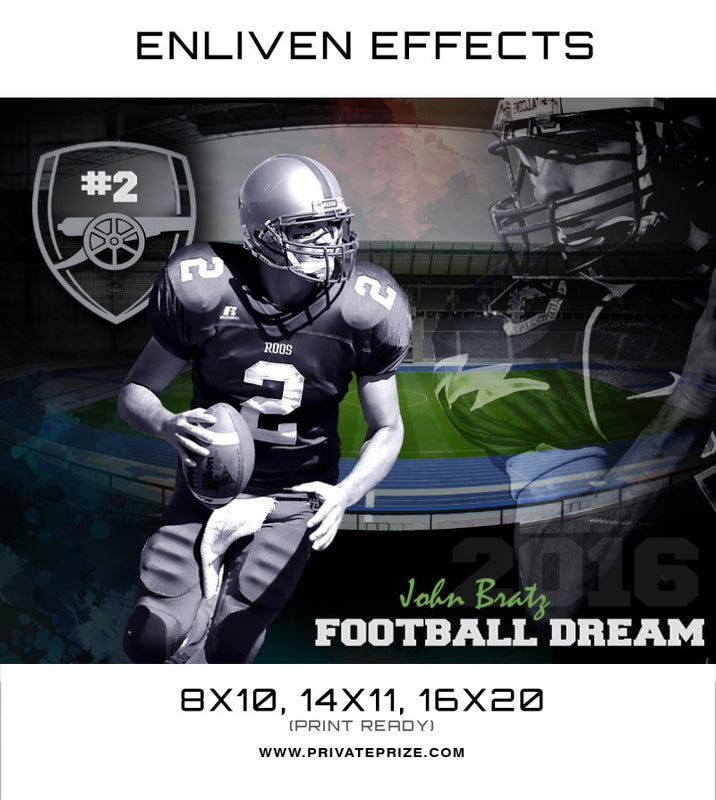John Bratz Football Dream Sports Template -  Enliven Effects - Photography Photoshop Template