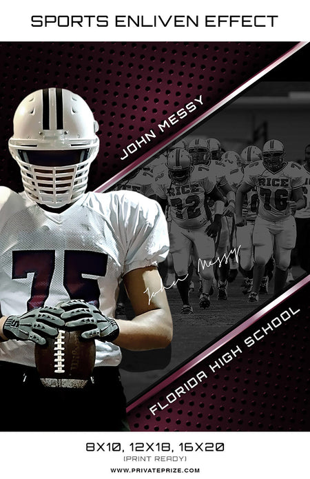 John Football Florida High School Sports Template -  Enliven Effects (Open Layer) - Photography Photoshop Template