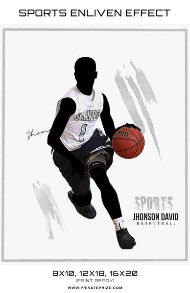 Johnson Basketball Brush Stroke Sports Template -  Enliven Effects - Photography Photoshop Template