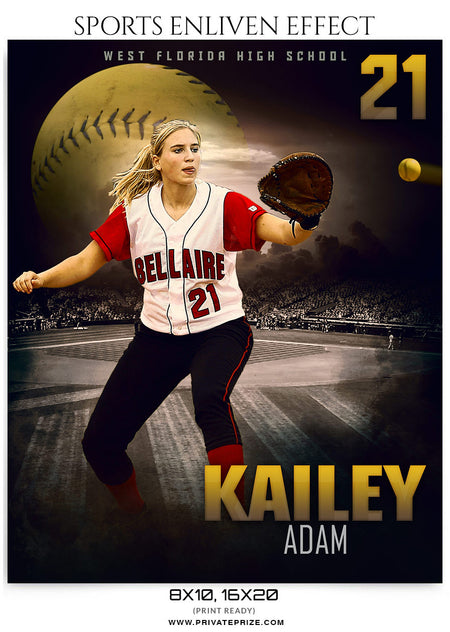 Kailey Adam Softball-Sports Enliven Effect - Photography Photoshop Template