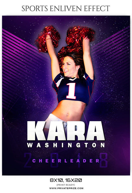 KARA WASHINGTON CHEERLEADER - SPORTS ENLIVEN EFFECT - Photography Photoshop Template