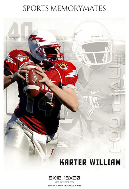 Karter William - Football  Memory Mate Photoshop Template - PrivatePrize - Photography Templates