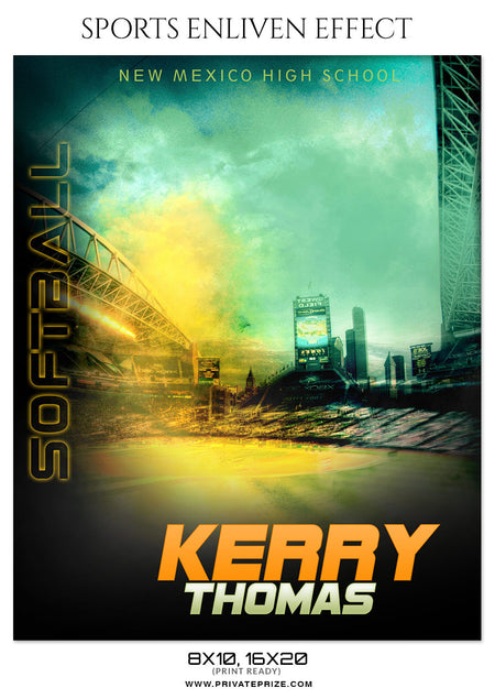 KERRY THOMAS-SOFTBALL - SPORTS ENLIVEN EFFECT - Photography Photoshop Template