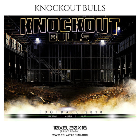 KNOCKOUT BULLS FOOTBALL Themed Sports Photography Template - Photography Photoshop Template