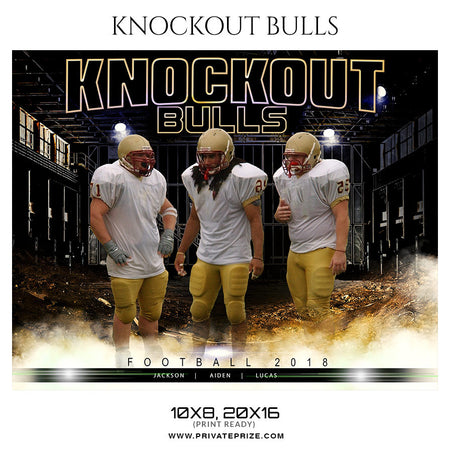 KNOCKOUT BULLS FOOTBALL Themed Sports Photography Template - Photography Photoshop Template