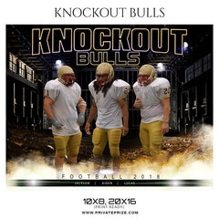 KNOCKOUT BULLS FOOTBALL Themed Sports Photography Template
