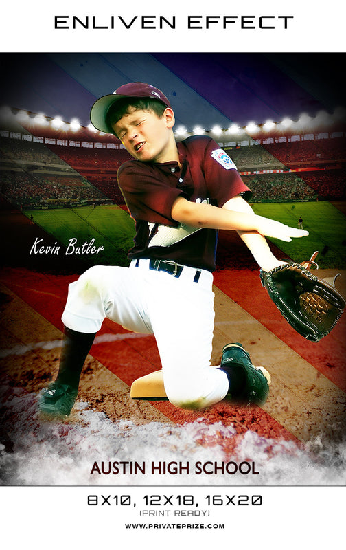Kelvin Austin High School Baseball Sports Template -  Enliven Effects - Photography Photoshop Template