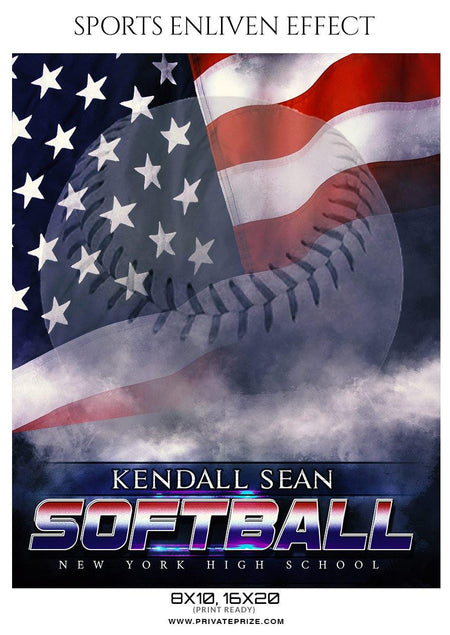 Kendall Sean - Softball Sports Enliven Effect Photography template - PrivatePrize - Photography Templates