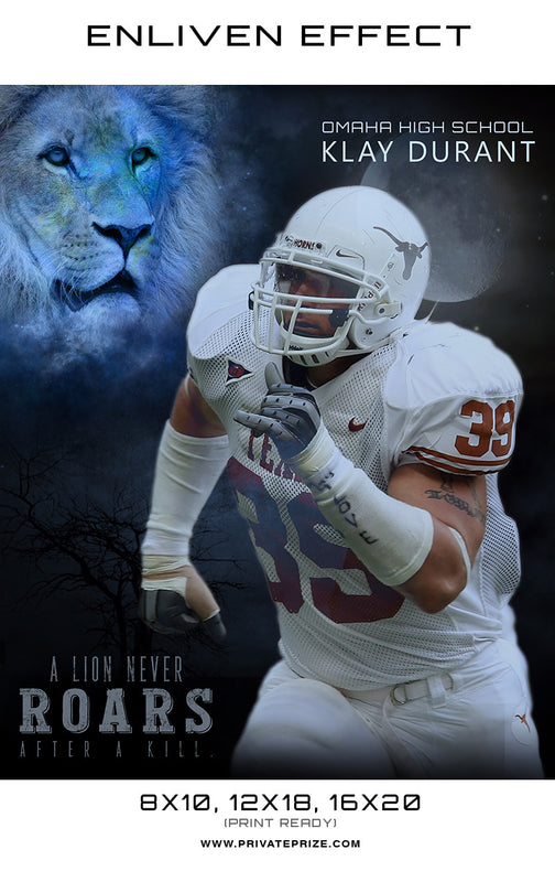 Klay Football - Lion Never Roar Sports Template -  Enliven Effects - Photography Photoshop Template