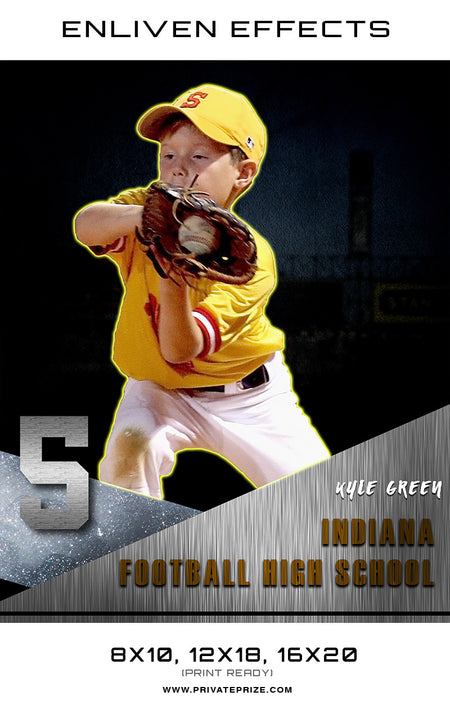 Kyle Indiana Baseball High School - Enliven Effects - Photography Photoshop Template