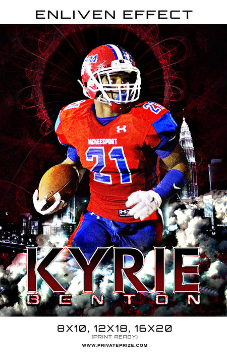 Kyrie Benton Football Template Sports Template -  Enliven Effects - Photography Photoshop Template