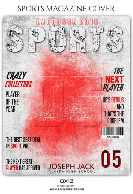 Lacrosse Sports Photography Magazine Cover - PrivatePrize - Photography Templates