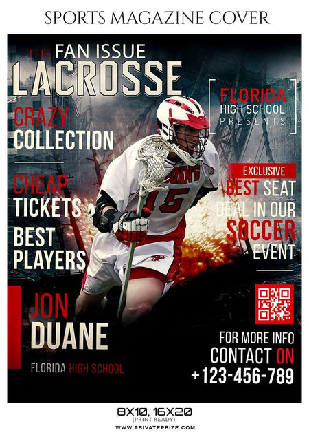 Lacrosse Sports Photography Magazine Cover - PrivatePrize - Photography Templates