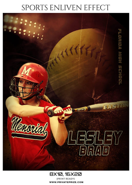 LESLEY BRAD SOFTBALL- SPORTS ENLIVEN EFFECT - Photography Photoshop Template