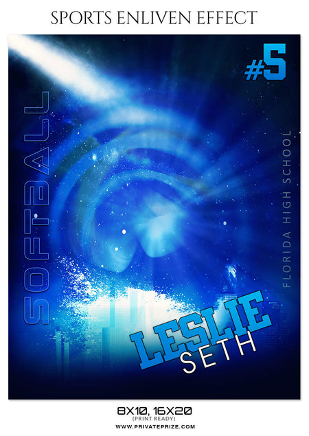 LESLIE SETH-SOFTBALL - SPORTS ENLIVEN EFFECT - Photography Photoshop Template