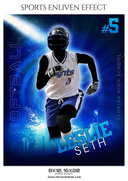 LESLIE SETH-SOFTBALL - SPORTS ENLIVEN EFFECT - Photography Photoshop Template