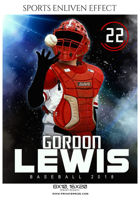 LEWIS GORDON BASEBALL SPORTS ENLIVEN EFFECT - Photography Photoshop Template