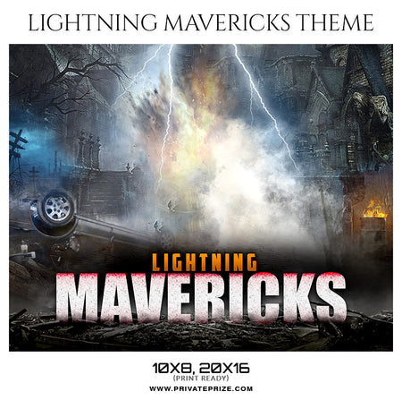 Lightning Mavericks  Football Themed Sports Photography Template - Photography Photoshop Template