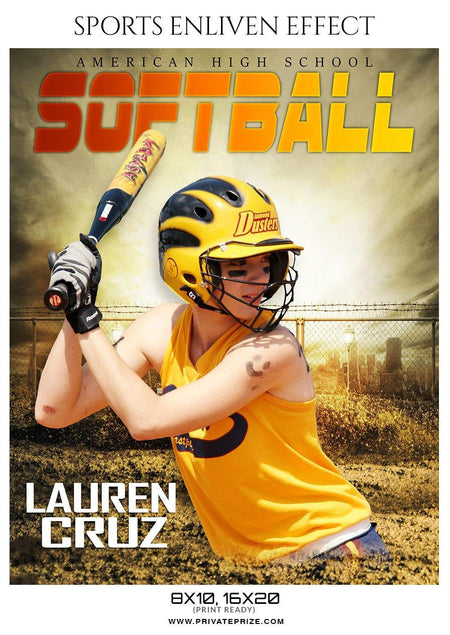 Lauren Cruz - Softball Sports Enliven Effect Photography template - PrivatePrize - Photography Templates