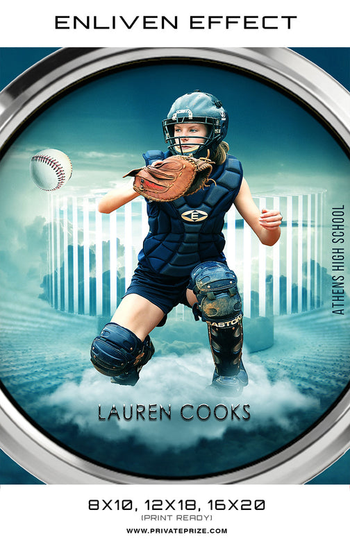 Lauren Softball Athens High School Sports Template -  Enliven Effects - Photography Photoshop Template