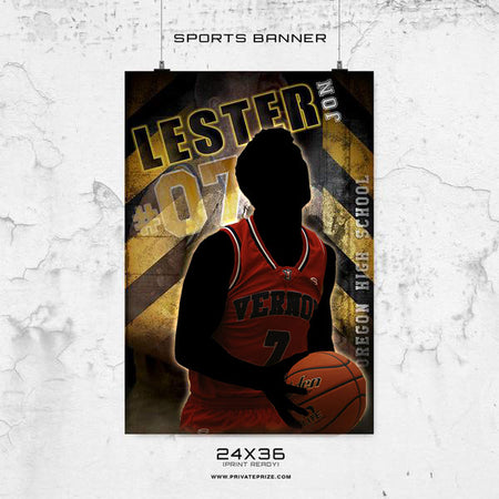 LESTER JON - 24X36 -Basketball-Enliven Effects Sports Banner Photoshop Template - Photography Photoshop Template