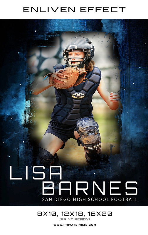Lisa San Diego High School Softball Sports Template -  Enliven Effects - Photography Photoshop Template