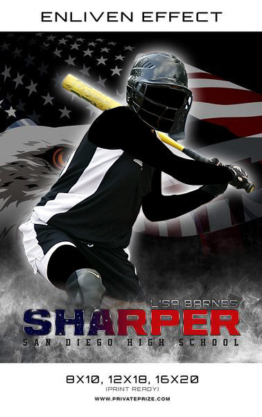 Lisa Sharper - Softball Enliven Effects Sports Photography Templates - Photography Photoshop Template