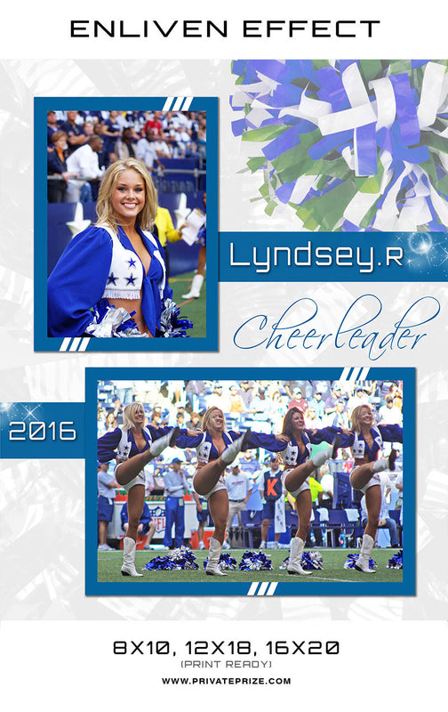 Lyndsey Cheerleader - Enliven Effects Photoshop Template - Photography Photoshop Template